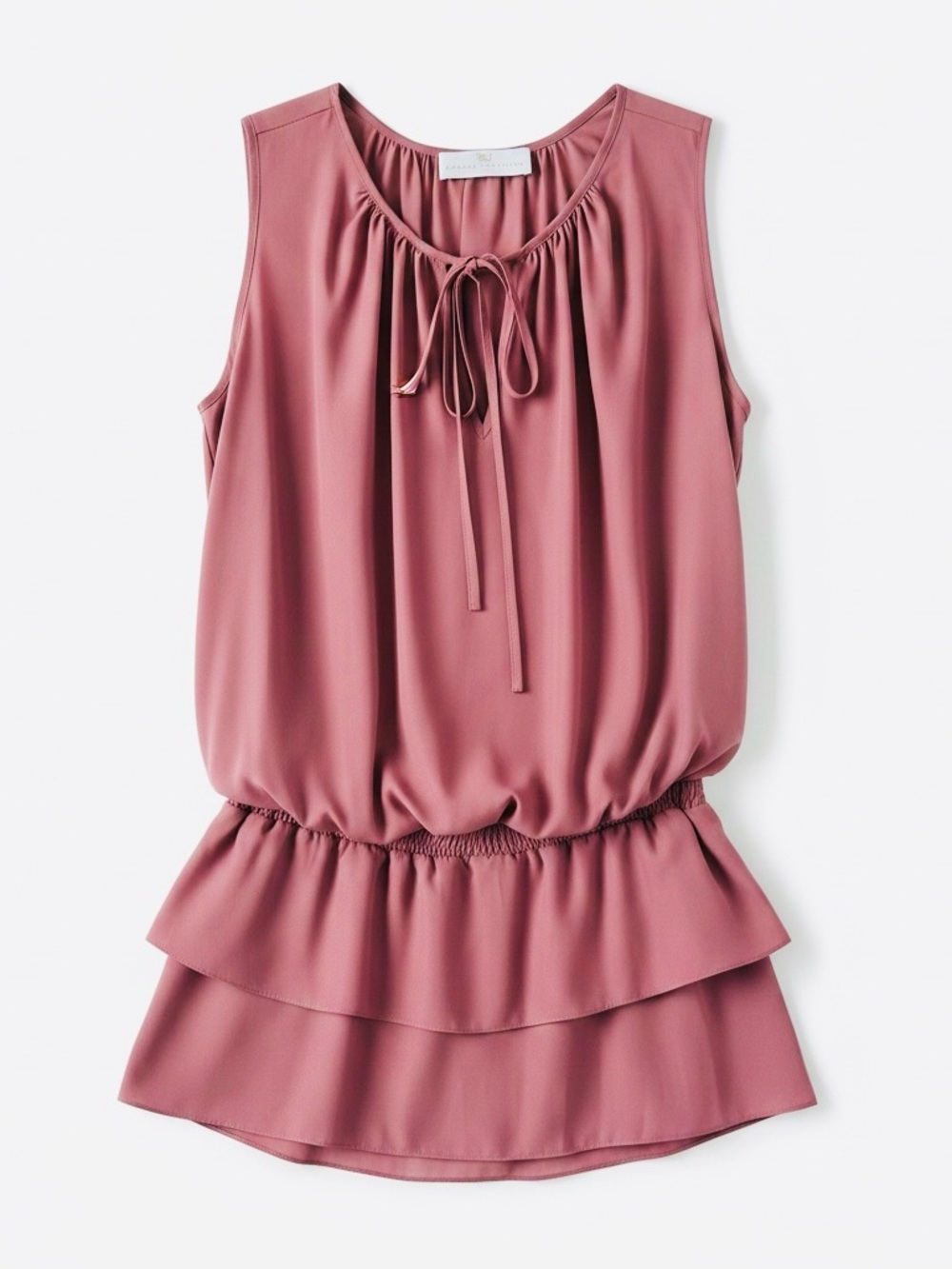 Amanda Uprichard Sleeveless Tiered Ruffle Mini Dress in Dusty Rose/ Mauve